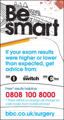 If your exam results were higher or lower than expected, get advice from: 0808 100 8000 (free, but calls may vary from mobile phones)