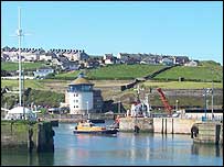 Whitehaven harbour and boat