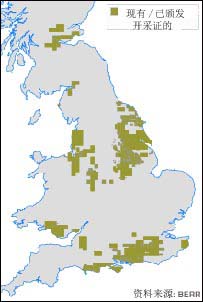 英国石油和天然气开采分布图