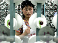 Çin'de bir iplik fabrikası 