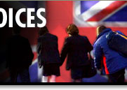 Image of Protestant schoolchildren, backdrop British flag