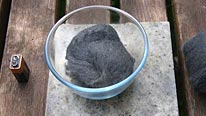 Steel wool in a heatproof dish