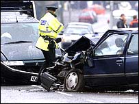 英国交警在一车祸现场