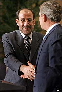 Presidente americano, George W. Bush, e primeiro-ministro iraquiano, Nouri Maliki