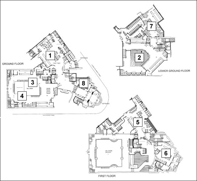Plan of Oceana's three floors