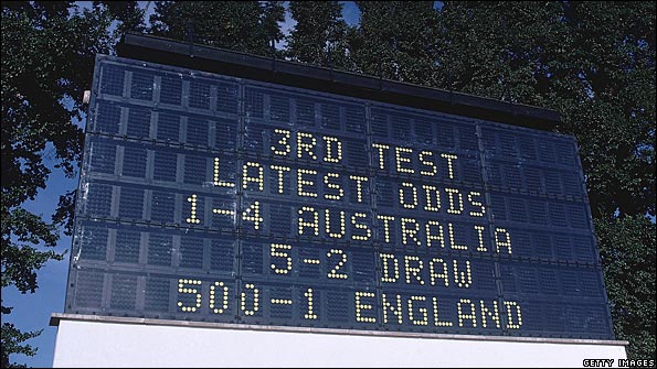 Scoreboard, Headingley, 1981; England are 500-1 to win