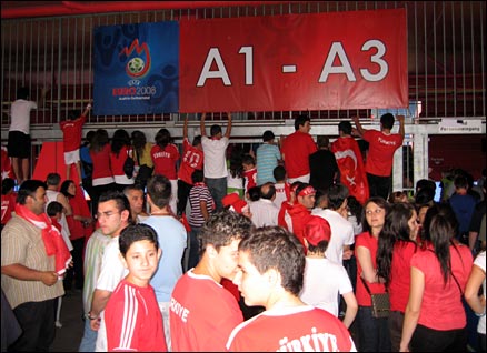 Turkey fans desperate to get a view of their heroes