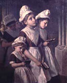 Portrait showing three girls by Sophia Anderson
