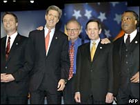 Edwards, Kerry, Kucinich e Sharpton