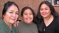 Pearl Sunrise with her grandson Arlan and her daugther Shawna Shandiin