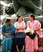 Chatting in Victoria Square