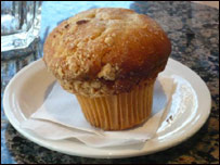 A muffin on a plate