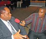 Jason Grant interviews a regular listener to 94.9