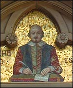 Shakespeare mosaic on the bank in Chapel Street 