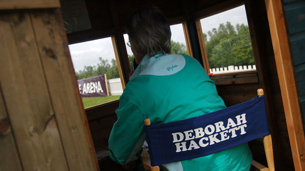 Commentator at the countryside arena.