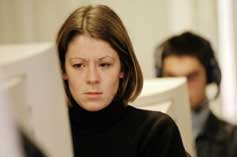 woman using computer