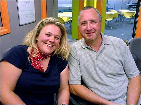 Two peole in radio studio 470