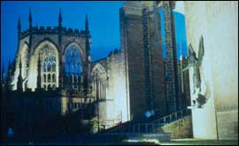 Coventry Cathedral at night 