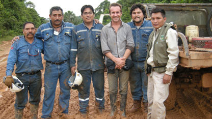 Bruce with some of the oil workers.