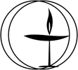 Symbol of a flaming chalice in a doubled circle