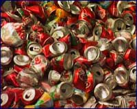 Image of soft drinks cans for recycling