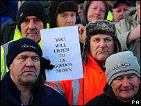 Workers' protest at Lindsey refinery, UK