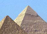 The pyramids at Giza, belonging (from the right) to Khufu (also known as Cheops), Khaefre (Khephren) and Menkaure (Mykerinus)