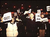 Protesting against Doug Ellis