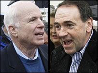 جان مک کین و مایک هاکابی دو رقیب جمهوری خواه ریاست جمهوری