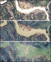 Lago formado em Beichuan. Foto: Taiwan National Space Organisation 