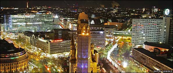 Berlin city centre at night
