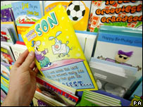 Greetings cards in a shop