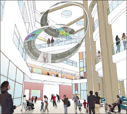 View of one of new atrium buildings