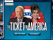 McCain dhe Palin në faqen e internetit të partisë Republikane