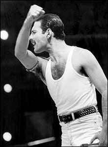 Freddie on stage at Live Aid. Neal Preston. © Queen Productions Ltd.