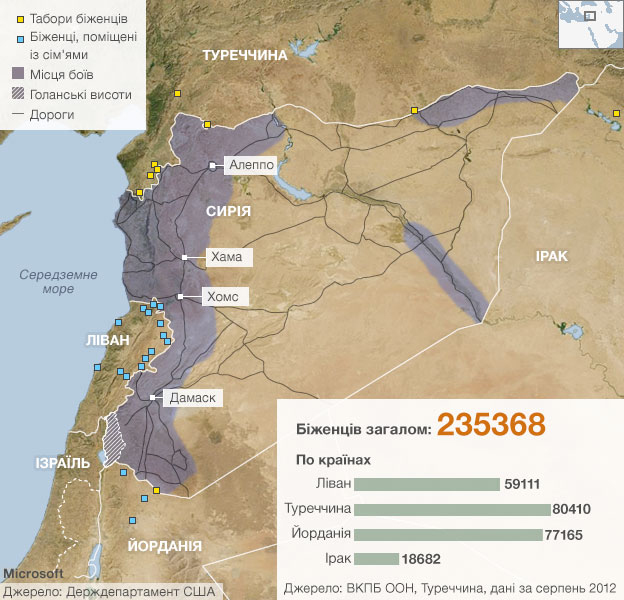 Сирія. Карта біженців
