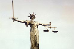 Statue of Scales of Justice, on top of Old Bailey