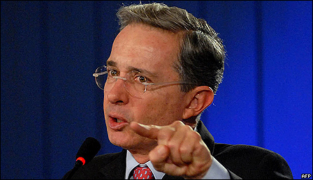 Álvaro Uribe, presidente de Colombia