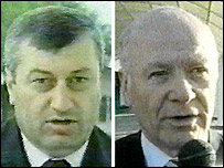 ادوارد کوکيوتی (راست) و اسلام باشيدزه رهبران جدايی طلب اوستيا و ابخازيا