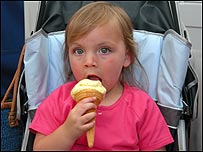 Daisy enjoys an ice cream