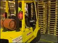 Martin in a forklift