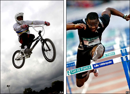 BMX star Shanaze Reade (left) and hurdler Dayron Robles