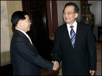 Ông Nguyễn Minh Triết gặp Thủ tướng Ôn Gia Bảo tại Bắc Kinh