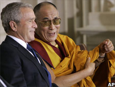 Pres Bush and Dalai Lama