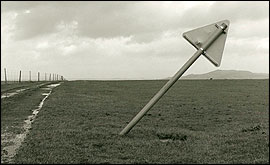 Signpost at Two Crosses, Shropshire, by Simon Denison