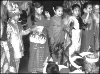 Children performing a Bengali drama 