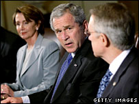 هری رید، جورج بوش و نانسی پلوسی - عکس از آرشیو