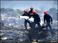 Resgate de corpos do acidente na Grécia