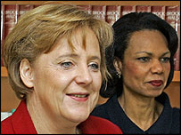 کاندوليزا رايس و آنگلا مرکل صدراعظم آمريکا