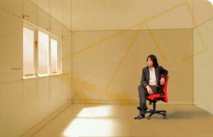 Light reflecting around a room